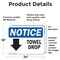Signmission Towel Drop (Down Arrow) Sign With Symbol, 24 in W x Rectangle, Vinyl Decal OS-2PACK-NS-D-1824-L-18705 - alternate 2